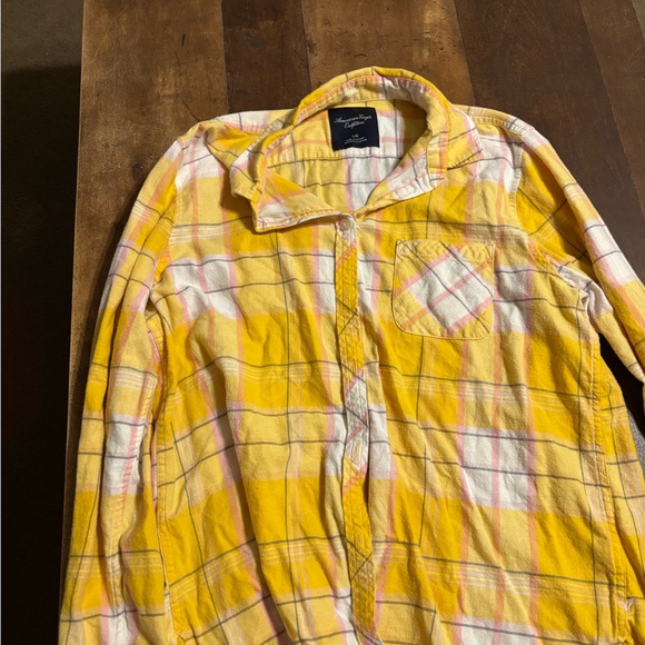 American Eagle Outfitters Tops - American Eagle Outfitters Yellow Plaid Button Down Shirt